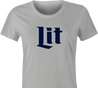funny Lit Miller Light Mashup t-shirt women's Ash Grey