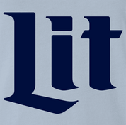 funny Lit Miller Light Mashup light blue t-shirt