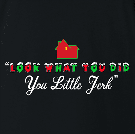 funny Home Alone you little jerk for x-mas and christmas holiday season Parody t-shirt black 