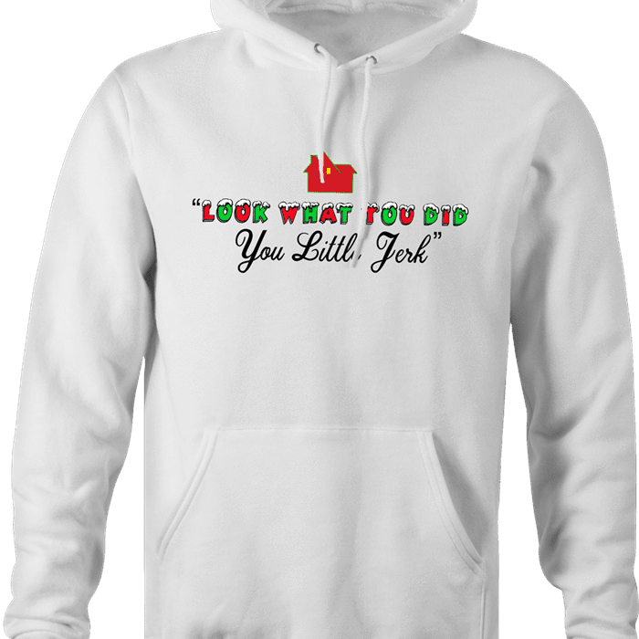 funny Home Alone you little jerk for x-mas and christmas holiday season Parody white hoodie