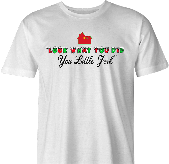 funny Home Alone you little jerk for x-mas and christmas holiday season Parody men's t-shirt white 