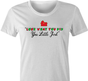 funny Home Alone you little jerk for x-mas and christmas holiday season Parody women's t-shirt white 
