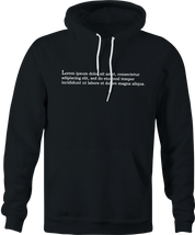 funny lorem ipsum hoodie men's black 