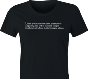 funny lorem ipsum t-shirt women's black 