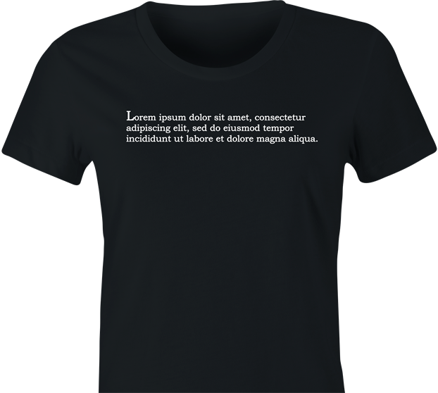 funny lorem ipsum t-shirt women's black 