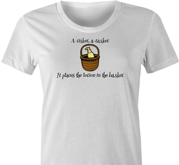 funny silence of the lambs lotion in the basket t-shirt women's white