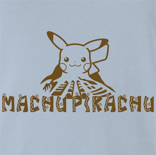 Funny Pikachu Ancient Wonder of the World - Machu Pikachu Light Blue T-Shirt