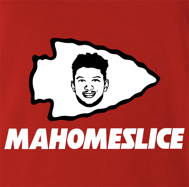 funny KC Chiefs Superbowl Champion Patrick Mahomes Parody | Mahomeslice red t-shirt