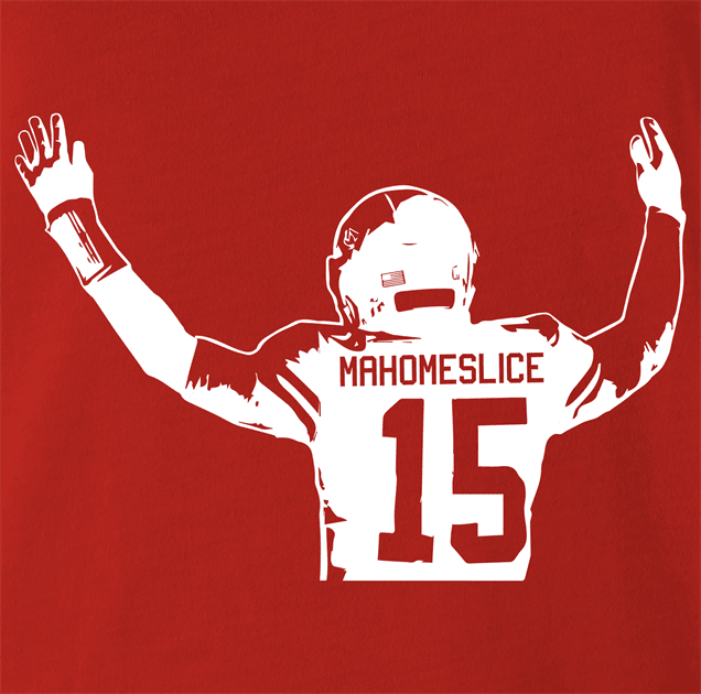funny Kansas City Chiefs MVP Champion Patrick Mahomes Parody | Mahomeslice red t-shirt