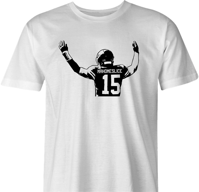 funny Kansas City Chiefs MVP Champion Patrick Mahomes Parody | Mahomeslice Men's T-Shirt White