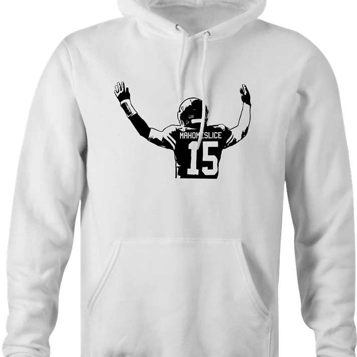 funny Kansas City Chiefs MVP Champion Patrick Mahomes Parody | Mahomeslice White Hoodie
