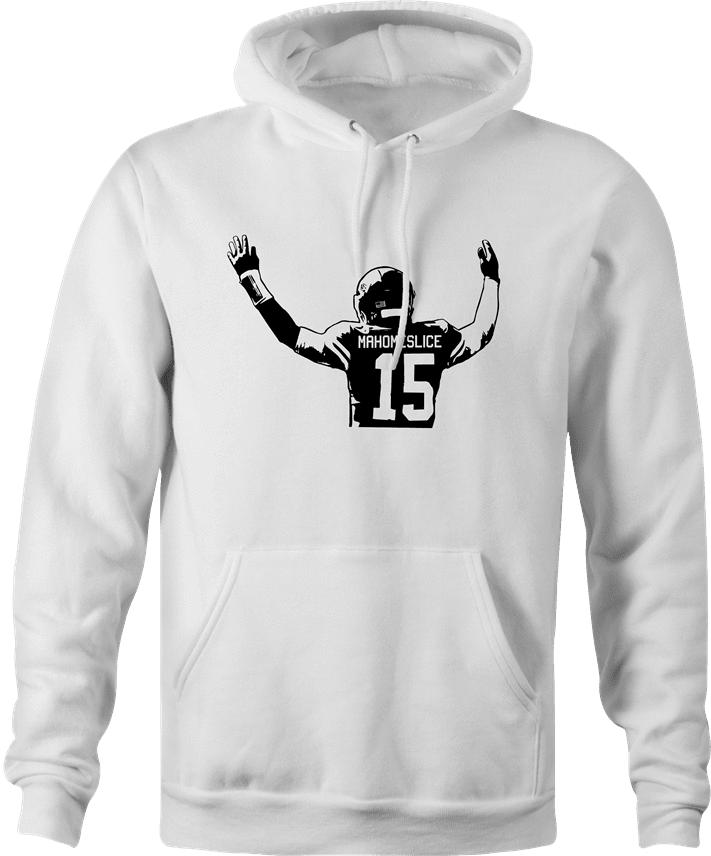 funny Kansas City Chiefs MVP Champion Patrick Mahomes Parody | Mahomeslice White Hoodie