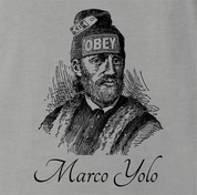 funny marco polo obey yolo  ash grey t-shirt