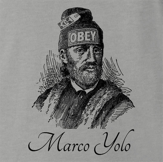 funny marco polo obey yolo  ash grey t-shirt