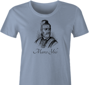 funny marco polo obey yolo  women's light blue t-shirt  