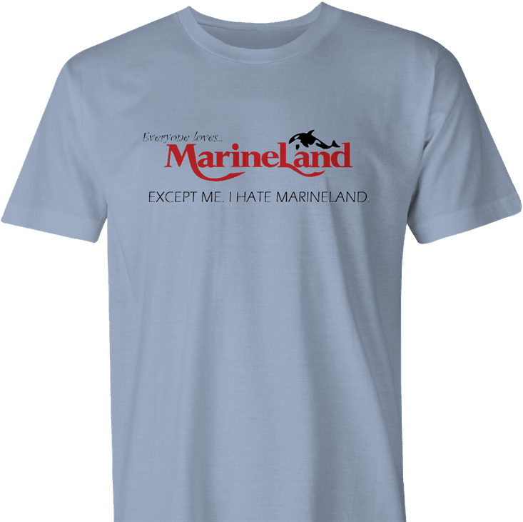i hate marineland men's light blue t-shirt 