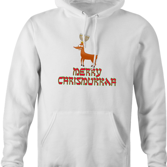 funny Merry Chrismukkah for x-mas and christmas holiday season Parody white hoodie