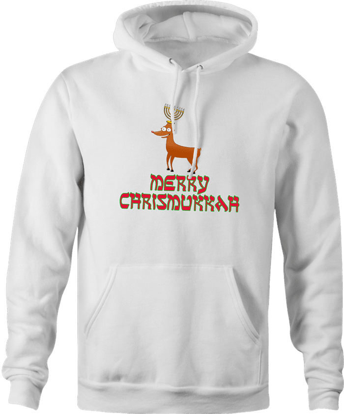 funny Merry Chrismukkah for x-mas and christmas holiday season Parody white hoodie