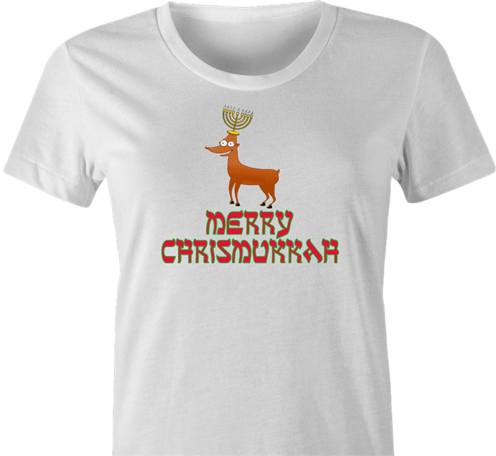 funny Merry Chrismukkah for x-mas and christmas holiday season Parody women's t-shirt white 