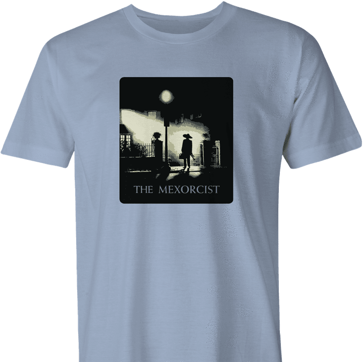 funny the exorcist mexican parody light blue men's t-shirt 