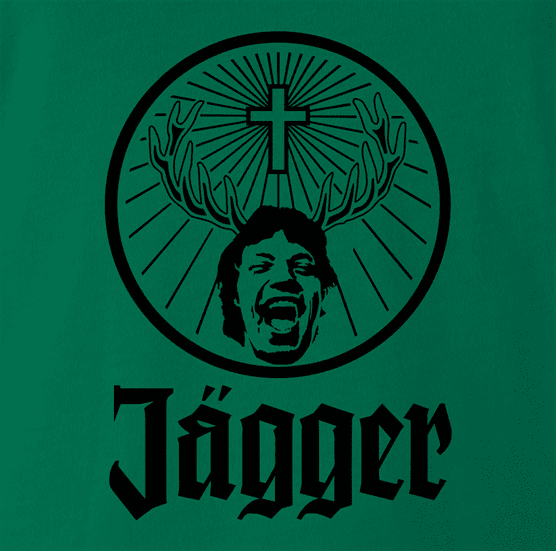 mick jagger rolling stones jagermeister green t-shirt