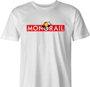 funny The Simpsons Lyle Lanley Monorail Monopoly mash-up white men's t-shirt