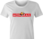 funny The Simpsons Lyle Lanley Monorail Monopoly mash-up white women's t-shirt