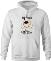 Funny men's white coffee espresso hoodie