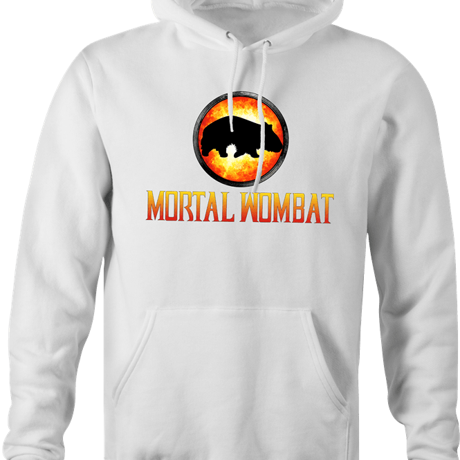 Funny Mortal Kombat Wombat Parody White Men's Hoodie