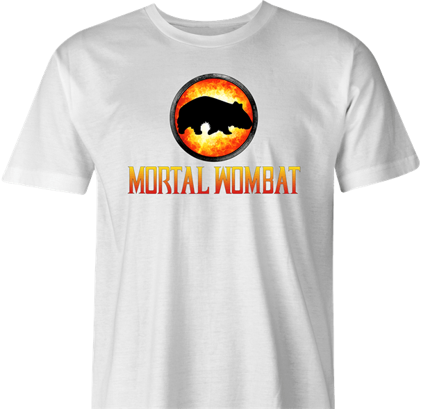 Funny Mortal Kombat Wombat Parody White Men's T-Shirt