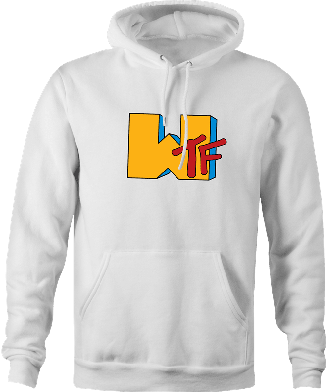 funny WTF MTV Old School Parody white hoodie
