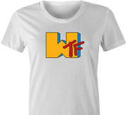 funny WTF MTV Old School Parody white women's t-shirt