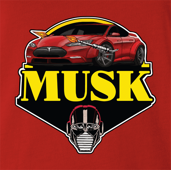 elon musk tesla mask red t-shirt