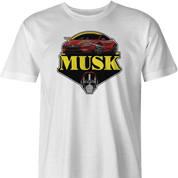 elon musk tesla mask men's white t-shirt 