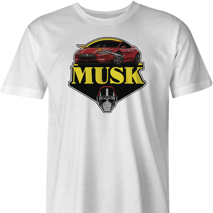 elon musk tesla mask men's white t-shirt 