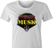 elon musk tesla mask women's white t-shirt 