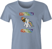 the rock my little pony brony women's light blue t-shirt