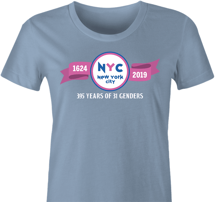 nyc baskin robbins 31 genders women's light blue t-shirt 