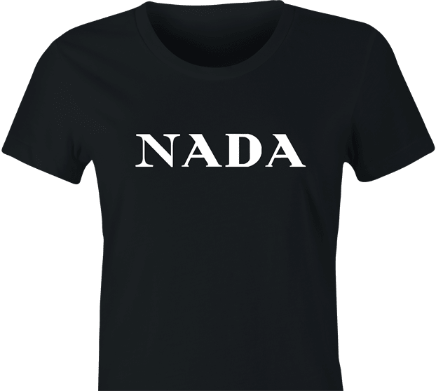 funny Nada, Nothing, Zip, Zilch, Zero, Nil High Fashion Parody Parody women's black