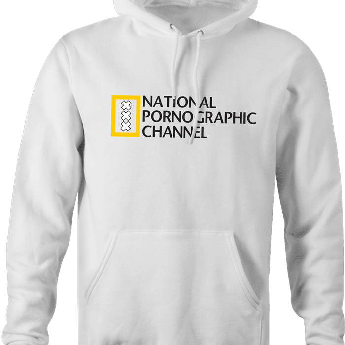 National Geographic Pornogrphy Channel Parody white hoodie