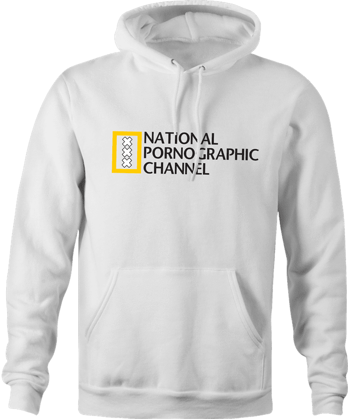 National Geographic Pornogrphy Channel Parody white hoodie