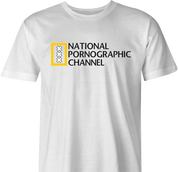 National Geographic Pornogrphy Channel Parody men's t-shirt white 