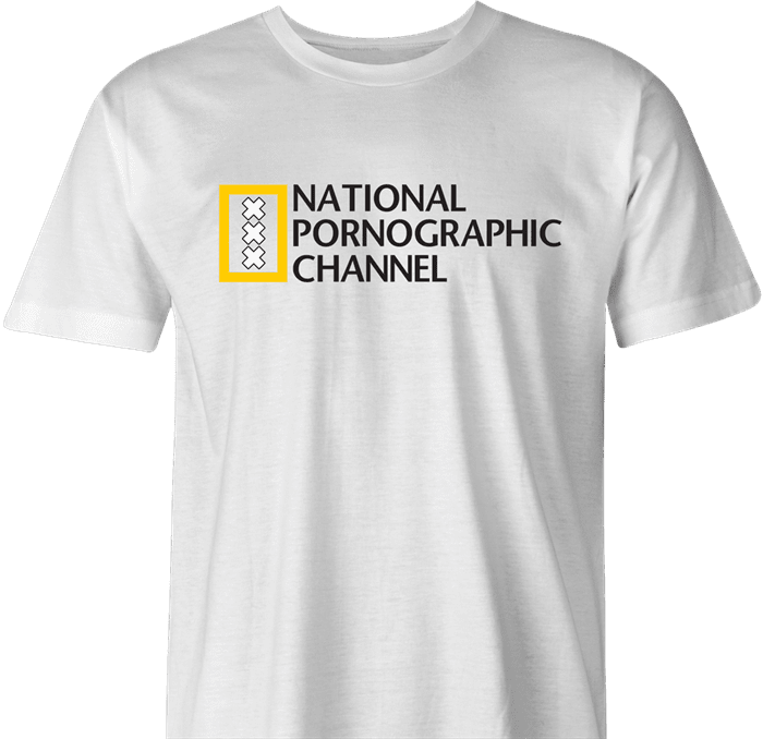 National Geographic Pornogrphy Channel Parody men's t-shirt white 