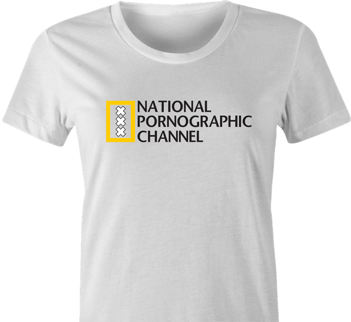 National Geographic Pornogrphy Channel Parody women's t-shirt white 