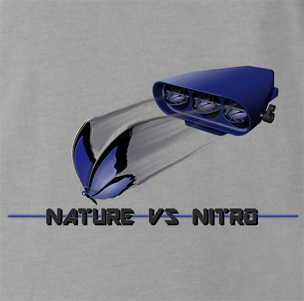 funny Nature Vs Nitro T-Shirt By Jared Zimmerman ash grey t-shirt