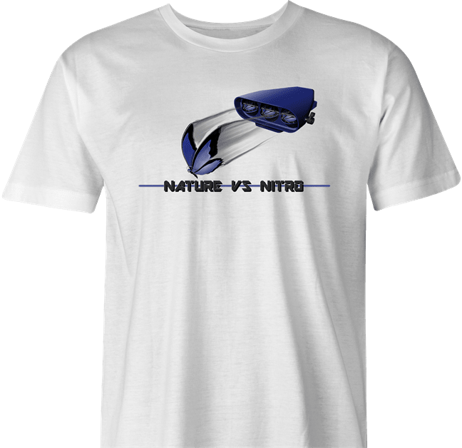 funny Nature Vs Nitro T-Shirt By Jared Zimmerman white men's t-shirt