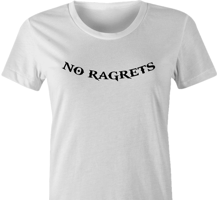nor regrets no ragrets we're the millers parody t-shirt women's white  