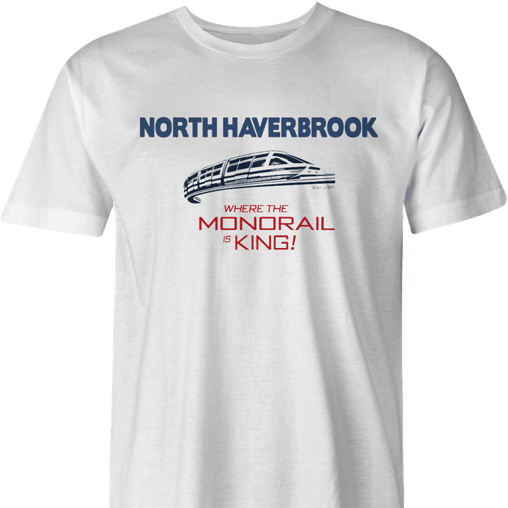 north haverbrook simpsons monorail men's white t-shirt