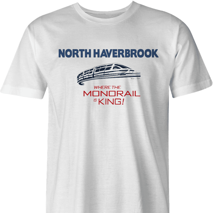 north haverbrook simpsons monorail men's white t-shirt