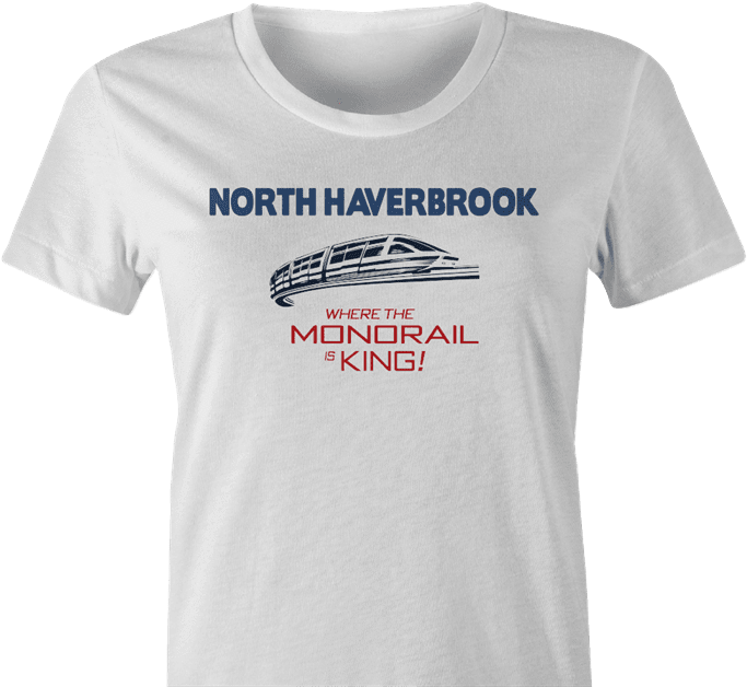 north haverbrook simpsons monorail women's white t-shirt
